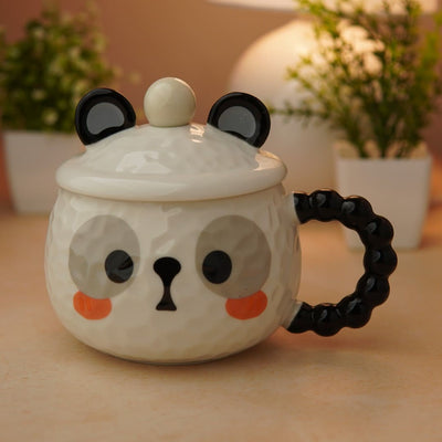 Mellow Panda Ceramic Mug (With Spoon and Lid)