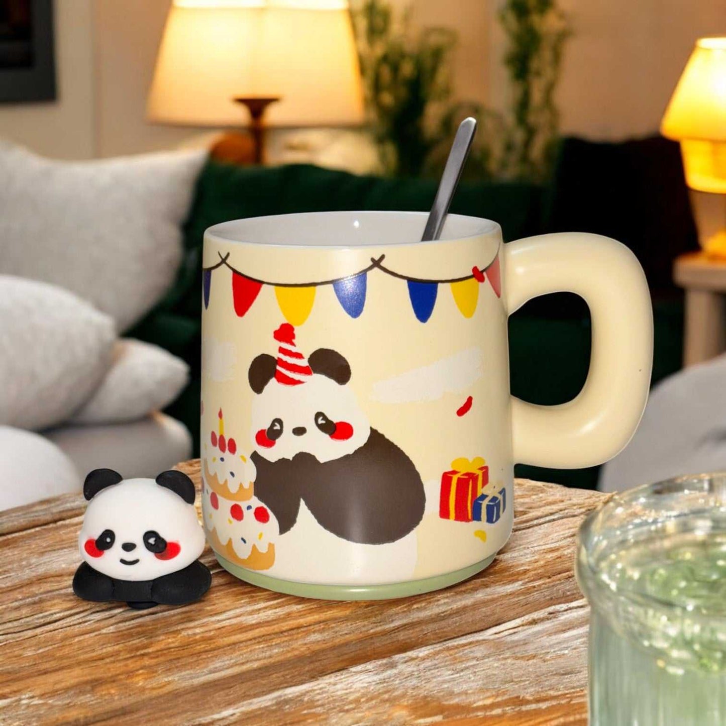Jade Panda Ceramic Cup (With Spoon and Lid)