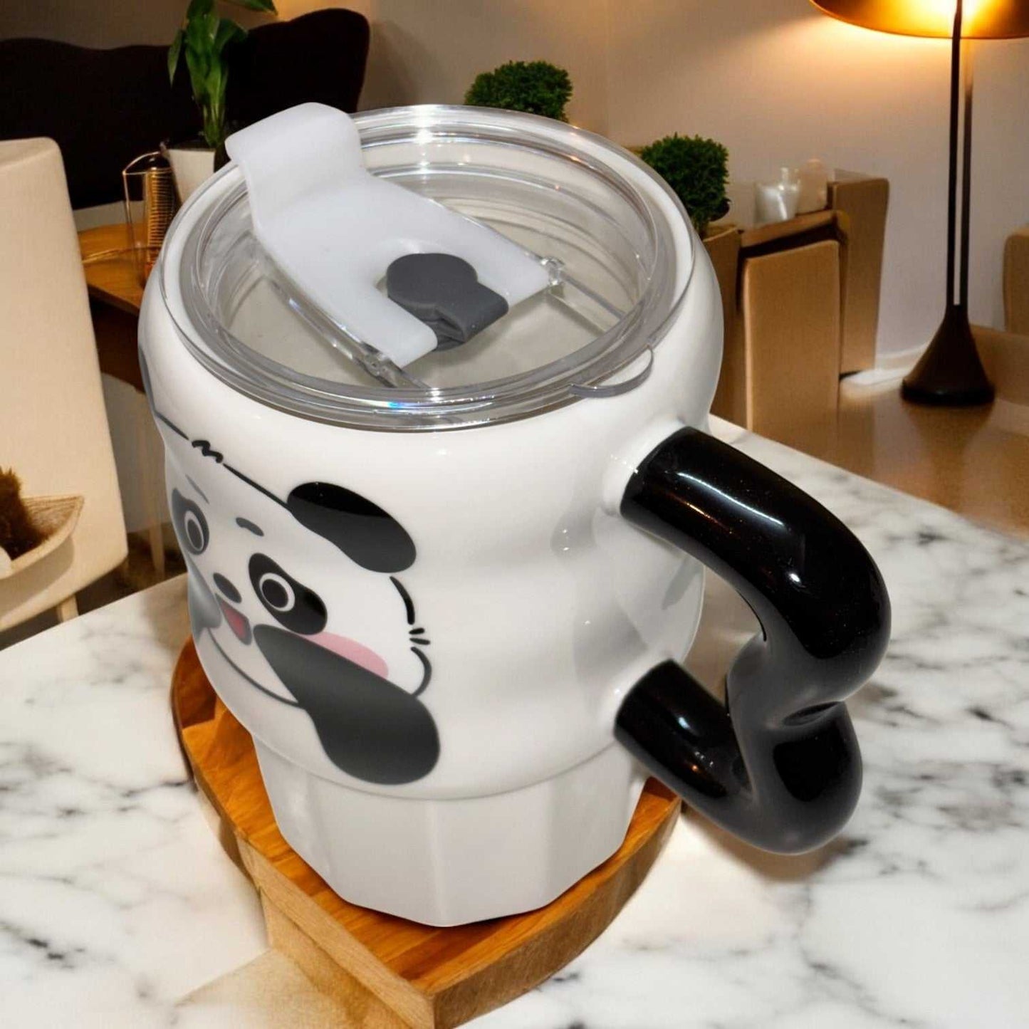 Multipurpose Panda Ceramic Tumbler (With Straw and Lid)
