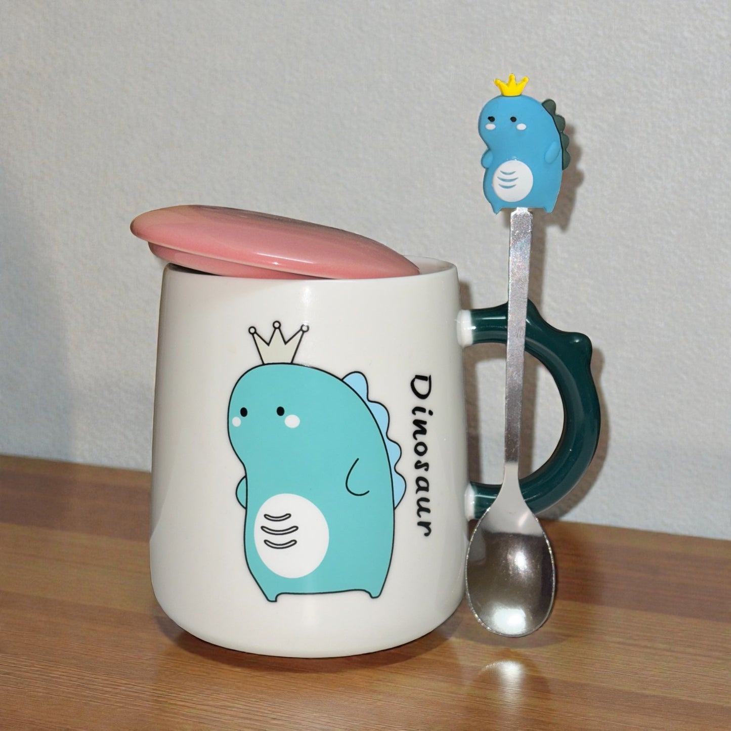 Dino Majesty Ceramic Mug (With Spoon and Lid)