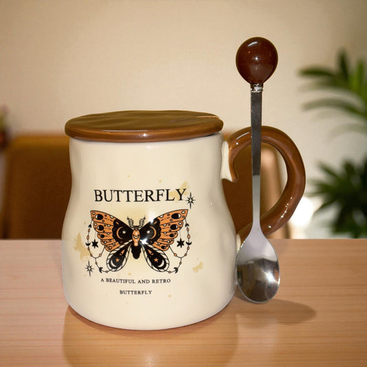 Victorian Flutter Ceramic Mug (With Spoon and Lid)
