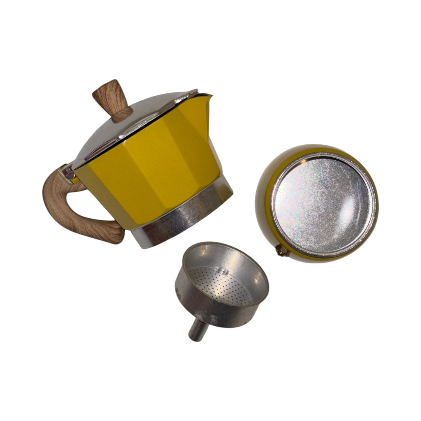 Moka Pot with Elegant Wooden Handle (150ml / 3 Cup) - Yellow