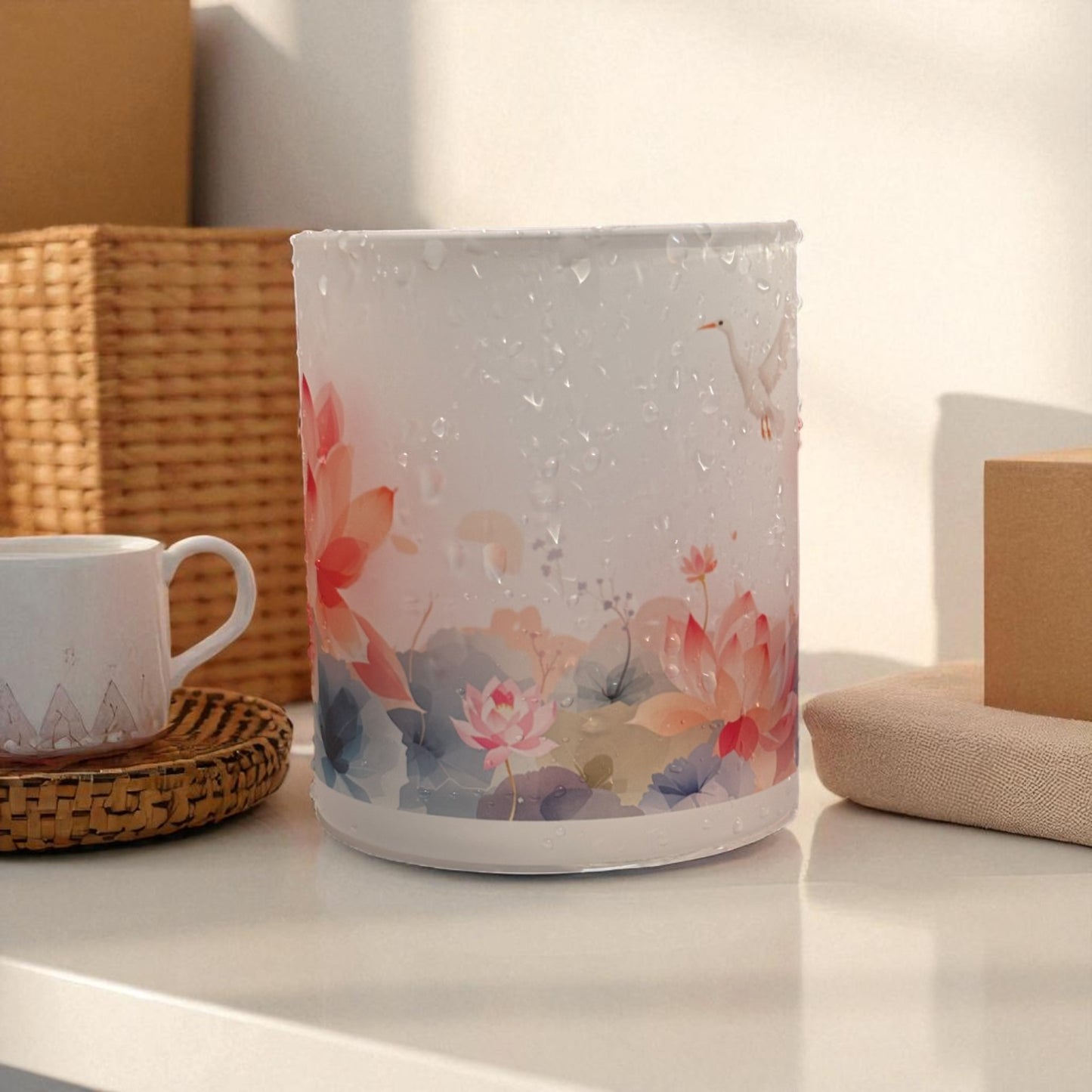Zen Lotus Frosted Glass Mug