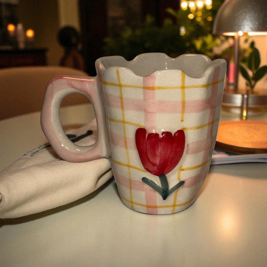 Scalloped Rose Ceramic Mug