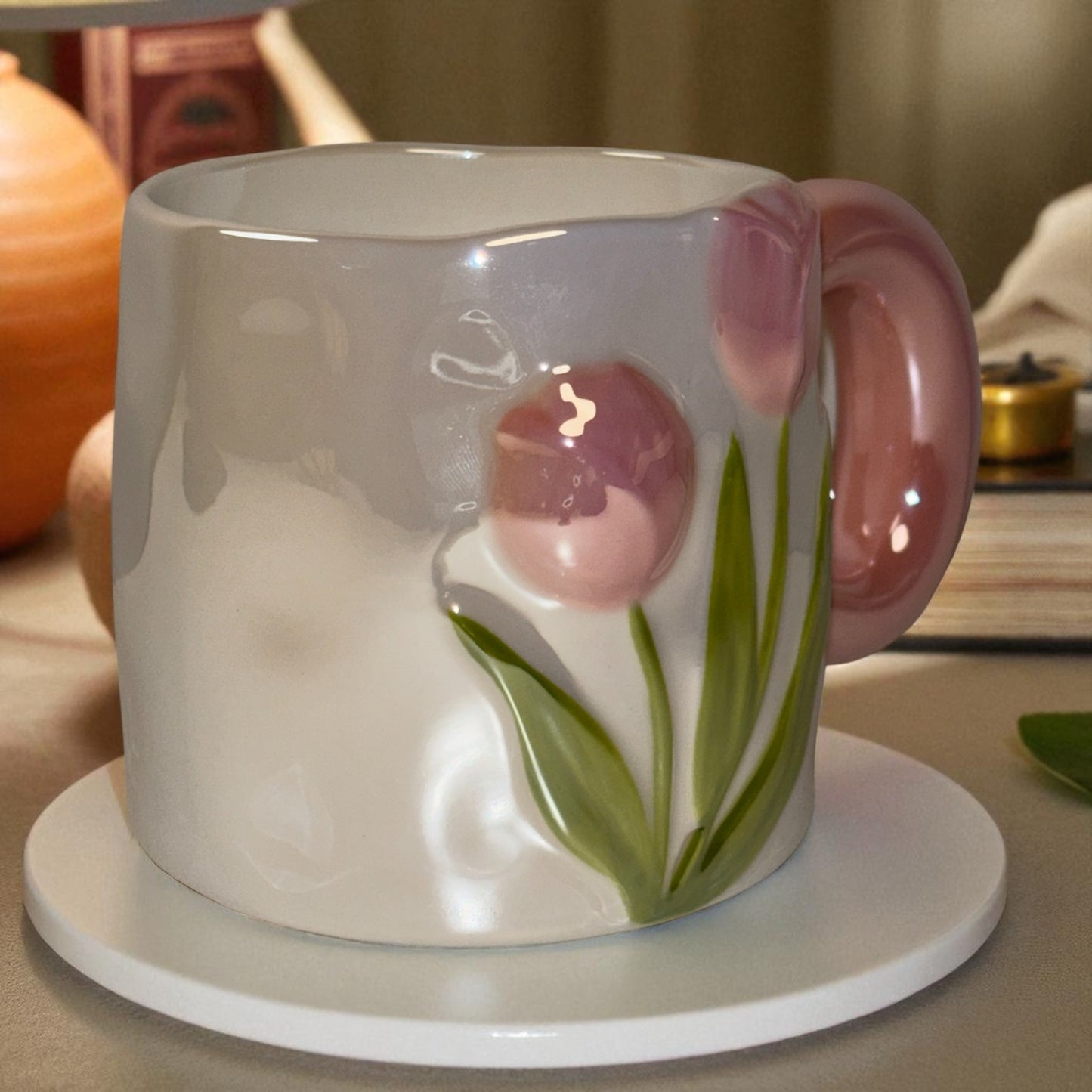 Tulip Meadow Ceramic Mug - Pink