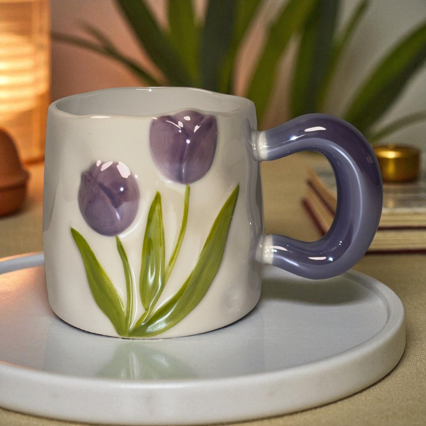 Tulip Meadow Ceramic Mug - Violet