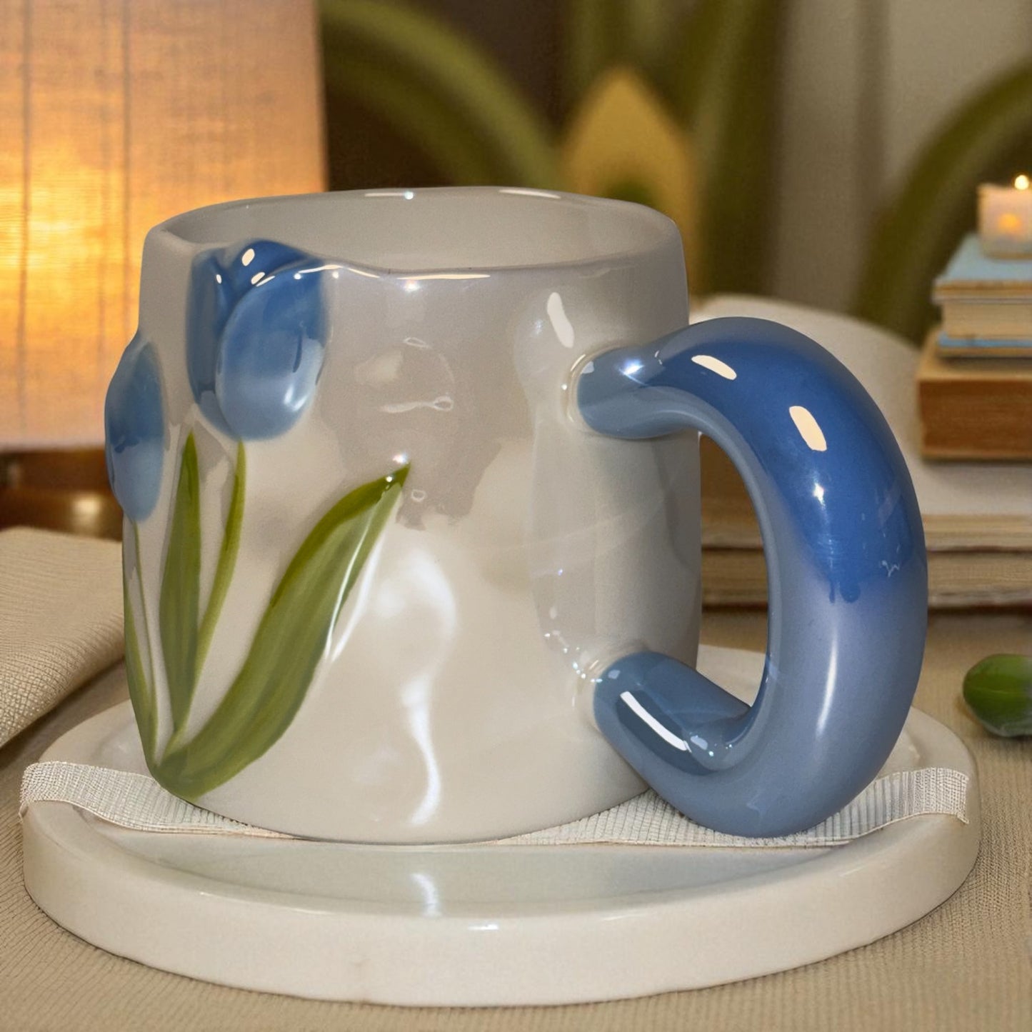 Tulip Meadow Ceramic Mug - Blue