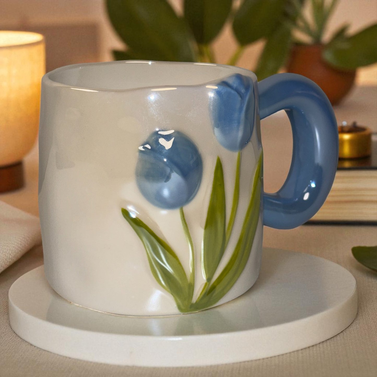 Tulip Meadow Ceramic Mug - Blue