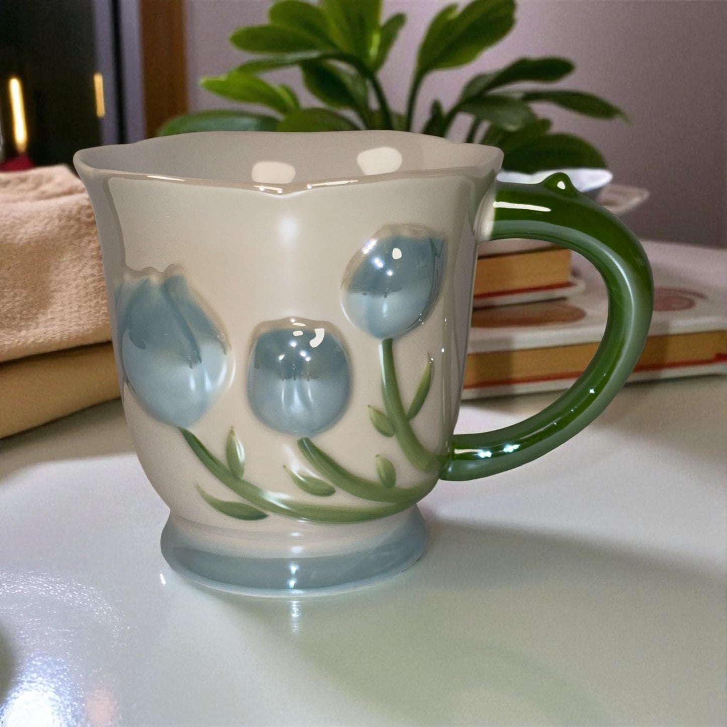 Tulip Buds Ceramic Mug - Blue
