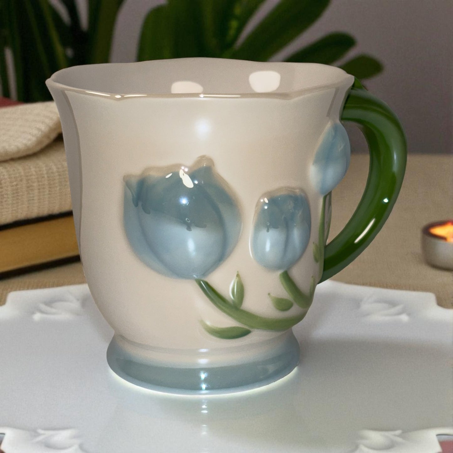 Tulip Buds Ceramic Mug - Blue