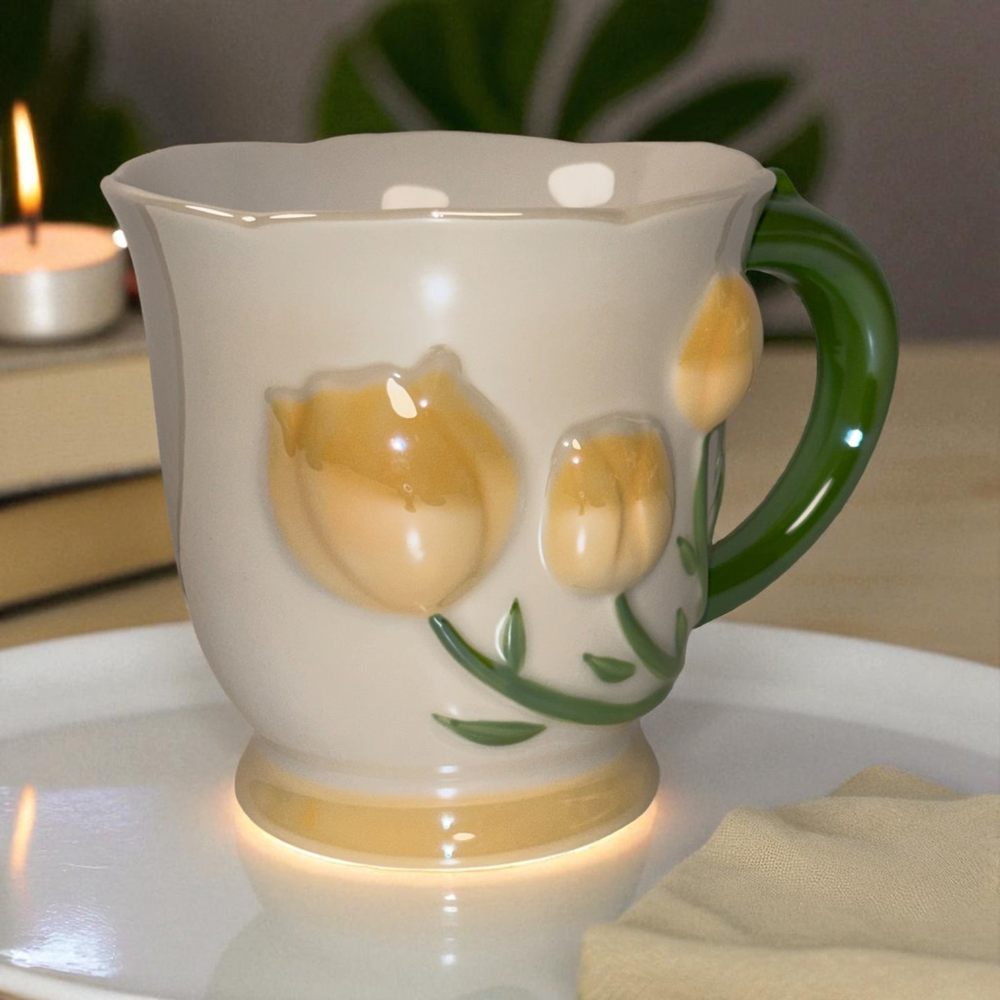 Tulip Buds Ceramic Mug - Yellow