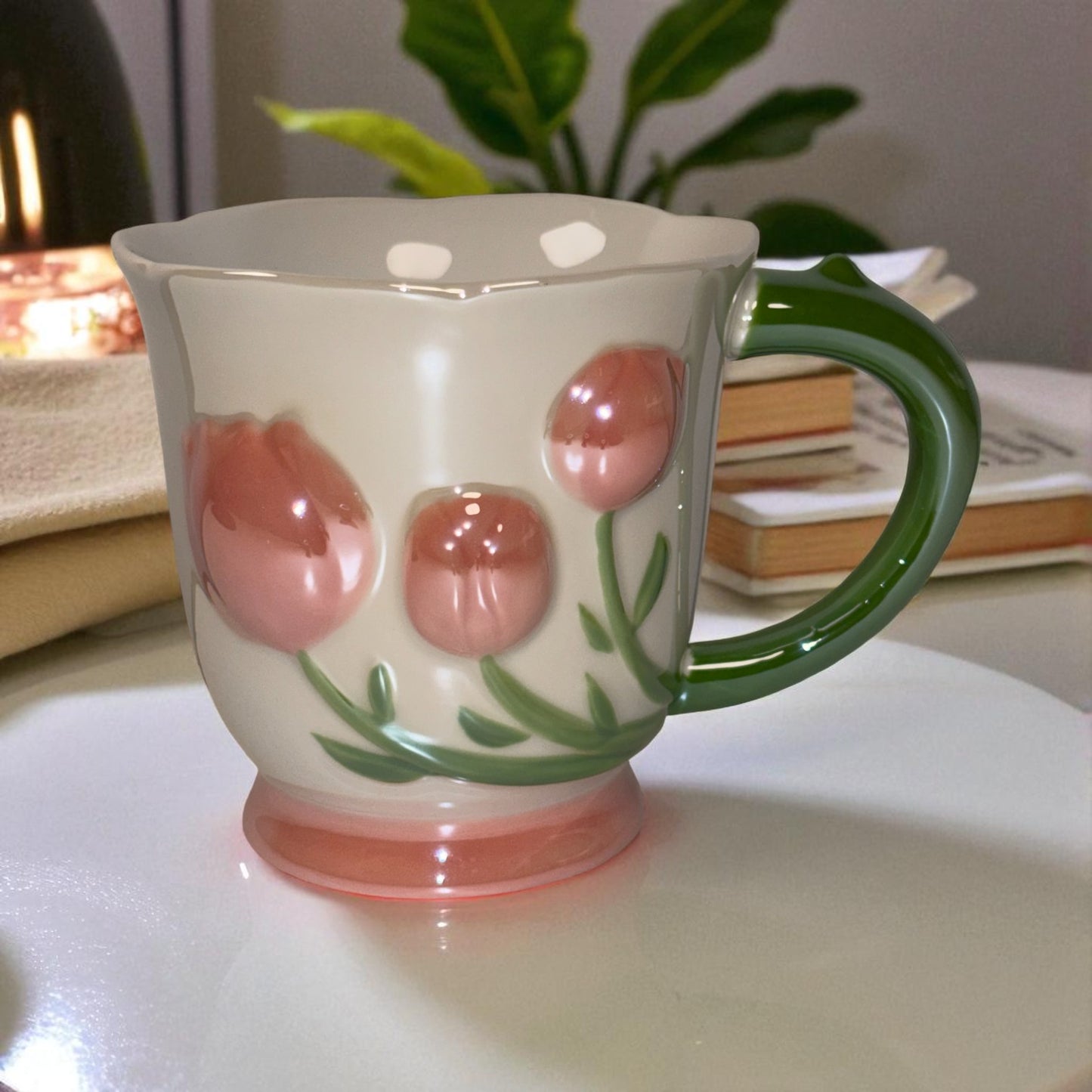 Tulip Buds Ceramic Mug - Red