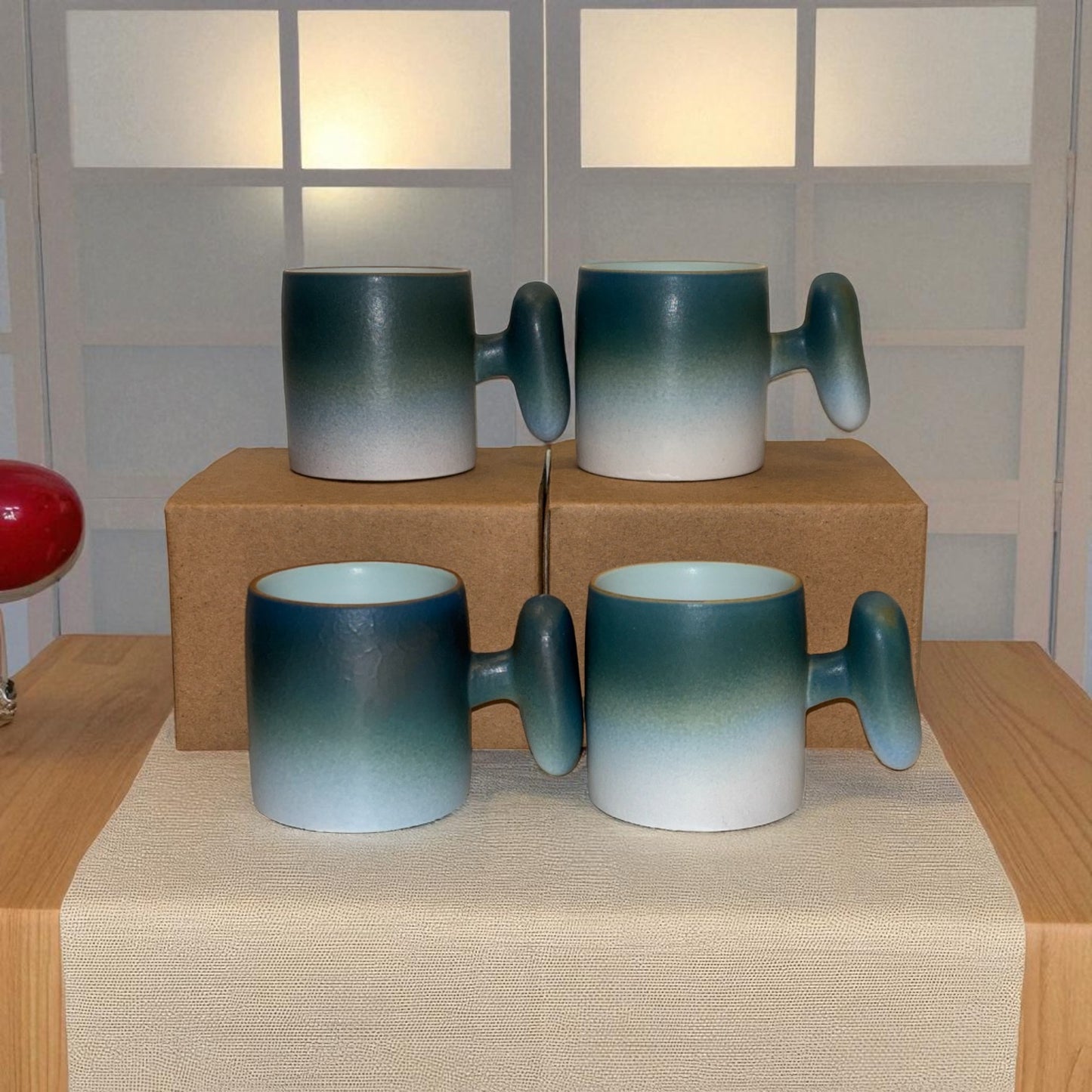 Wabi Fade Demitasse Cup (80 ml Espresso Cup) - Set - Green and White