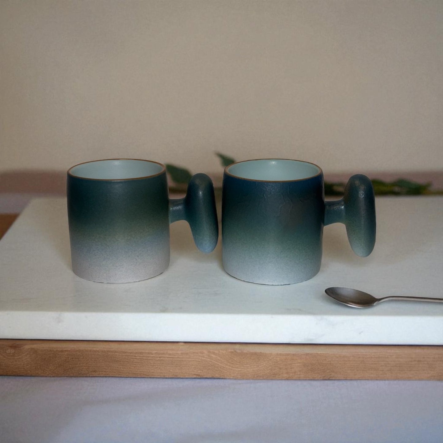 Wabi Fade Demitasse Cup (80 ml Espresso Cup) - Set - Green and White