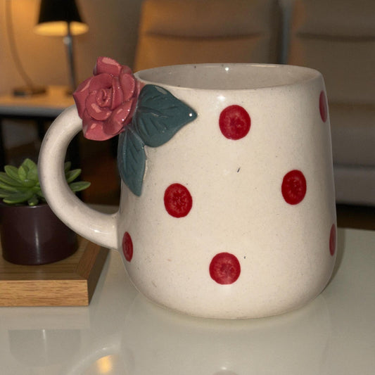 Polka Rose Ceramic Cup