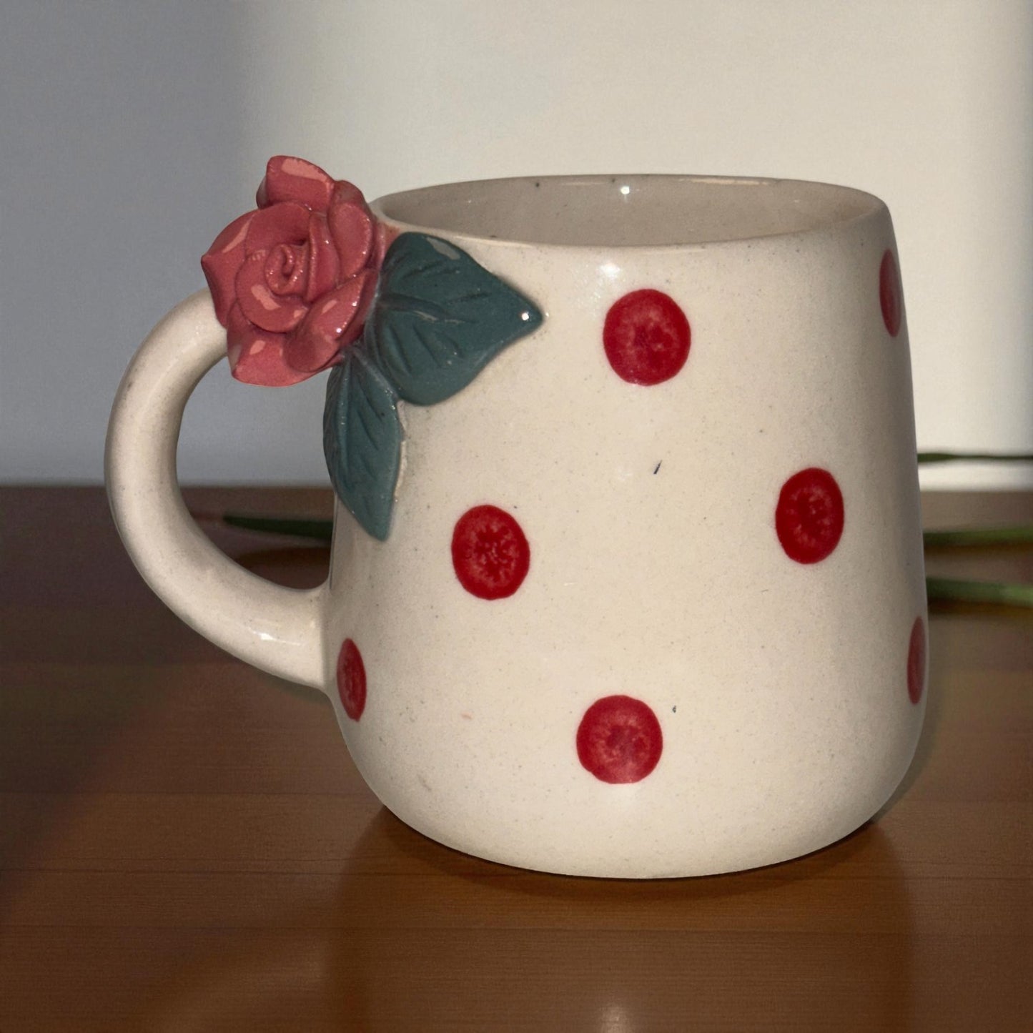 Polka Rose Ceramic Cup