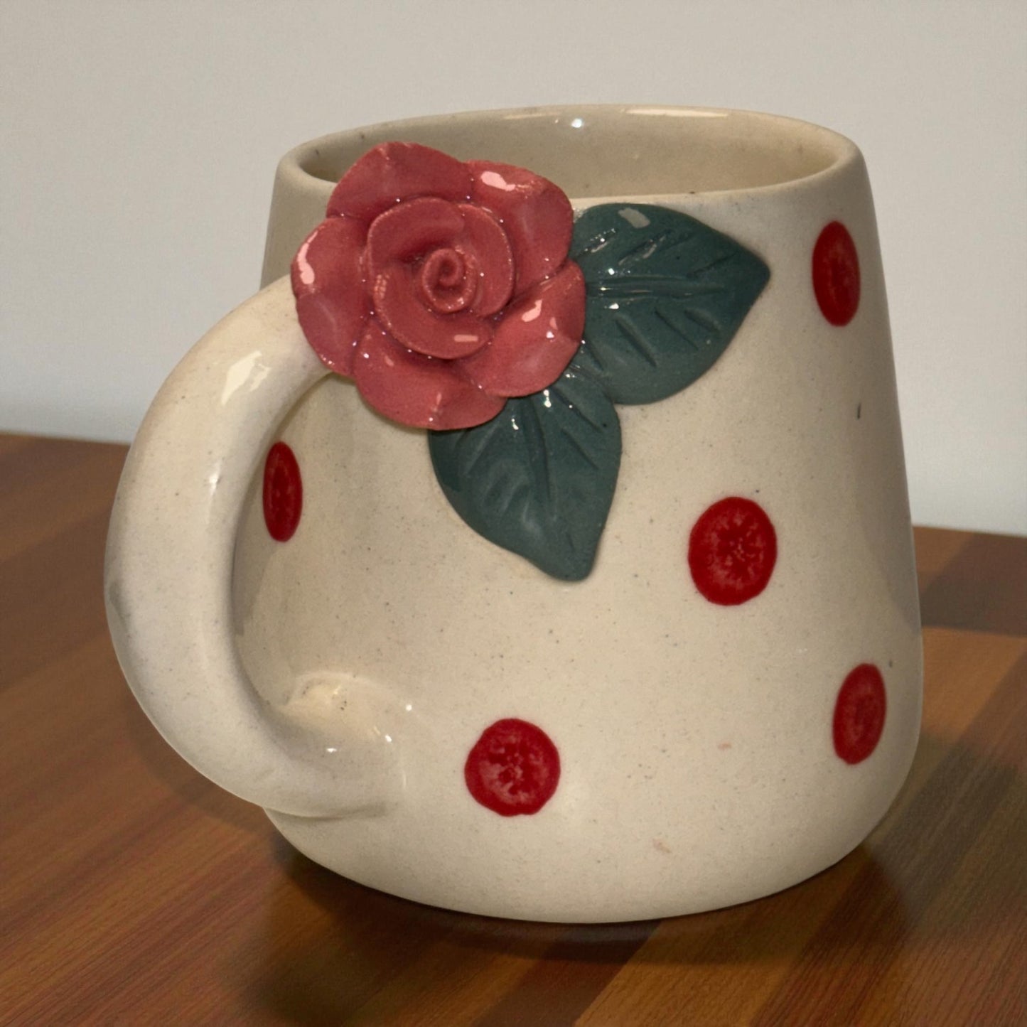 Polka Rose Ceramic Cup