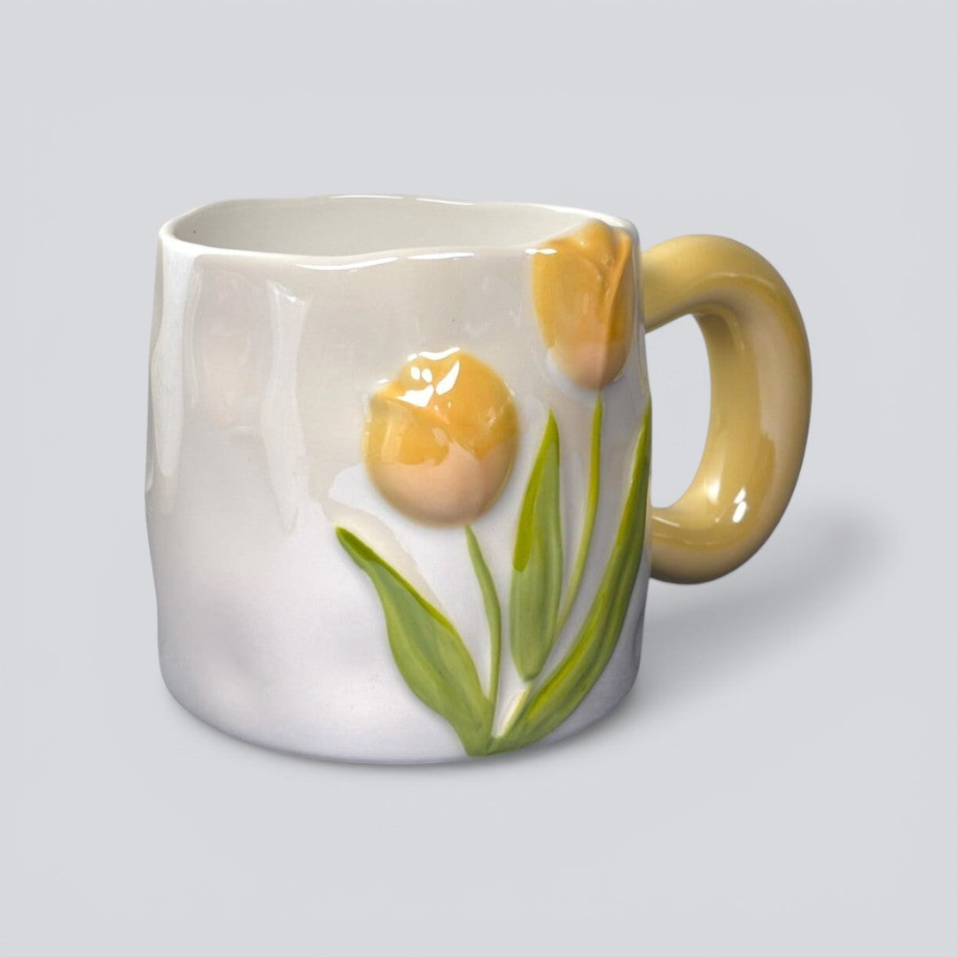 Tulip Meadow Ceramic Mug - Yellow