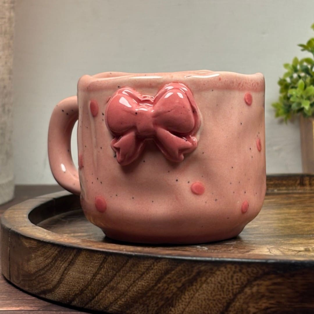 Dainty Bow Ceramic Mug - Pink