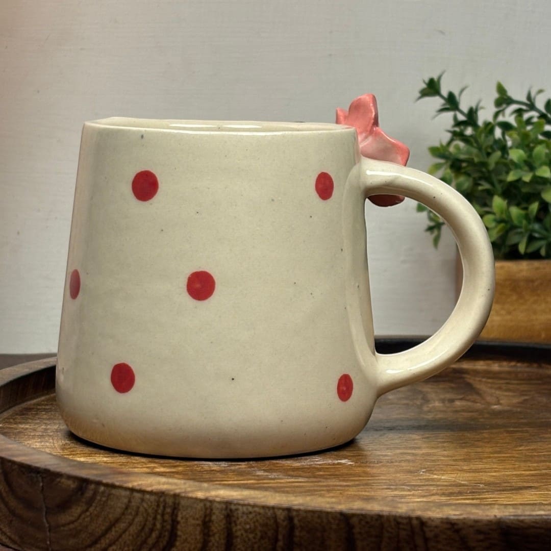 Polka Rose Ceramic Cup