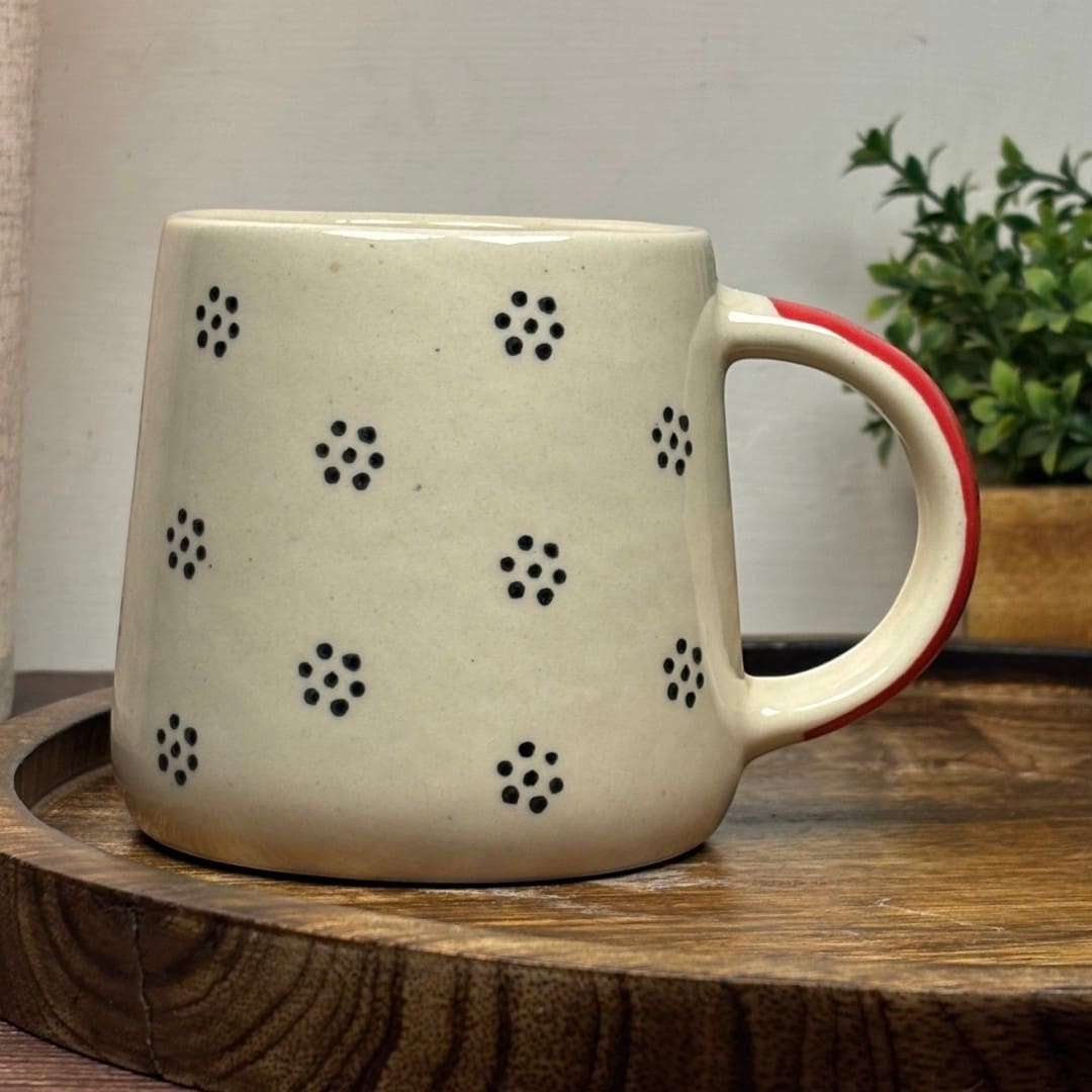 Sculpted Blossom Ceramic Mug - Red