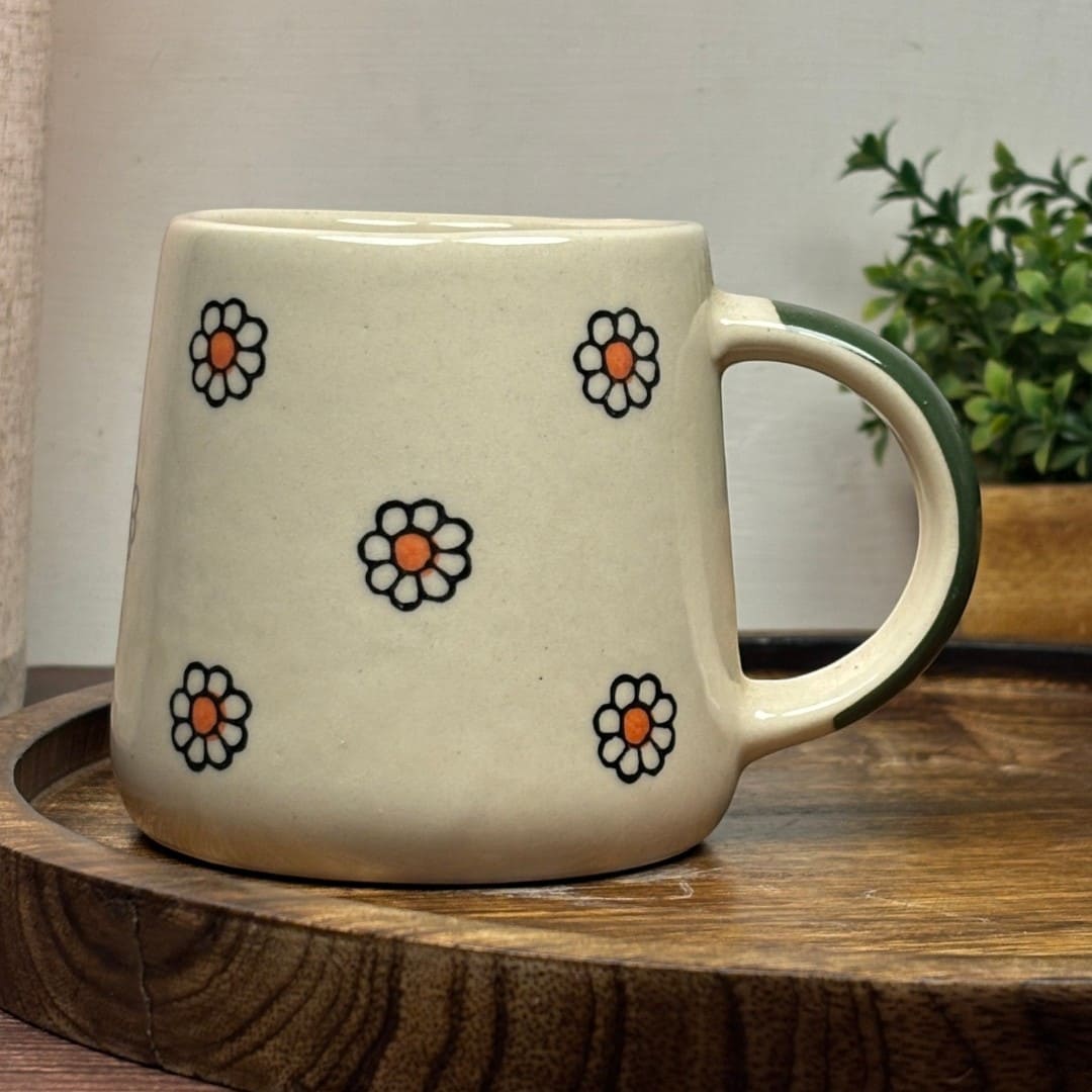 Sculpted Blossom Ceramic Mug - Yellow