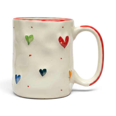 Pebble Hearts Ceramic Mug - Red