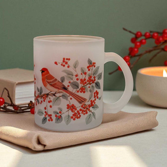 Berry Branch Frosted Glass Mug