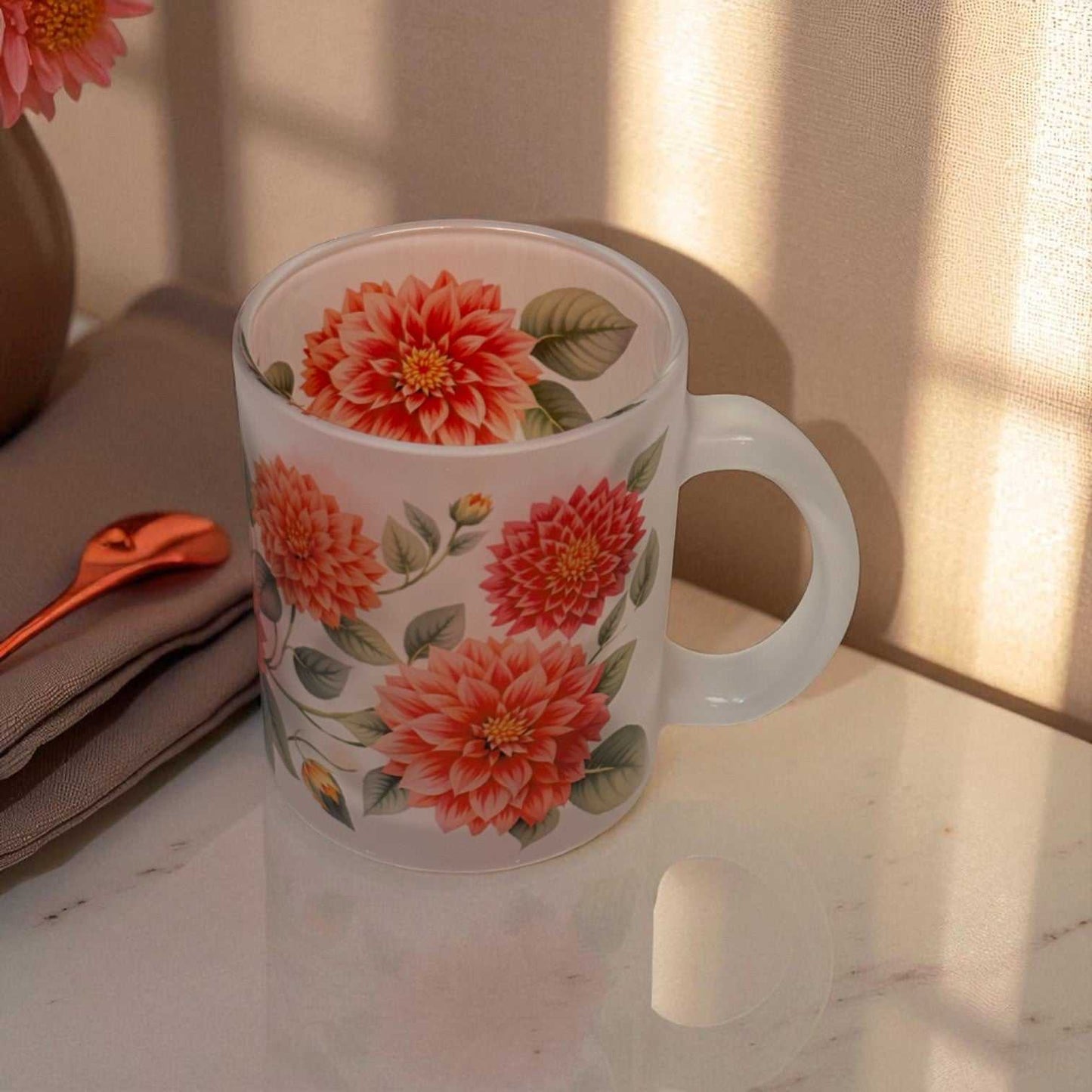 Dahlia Haze Frosted Glass Mug
