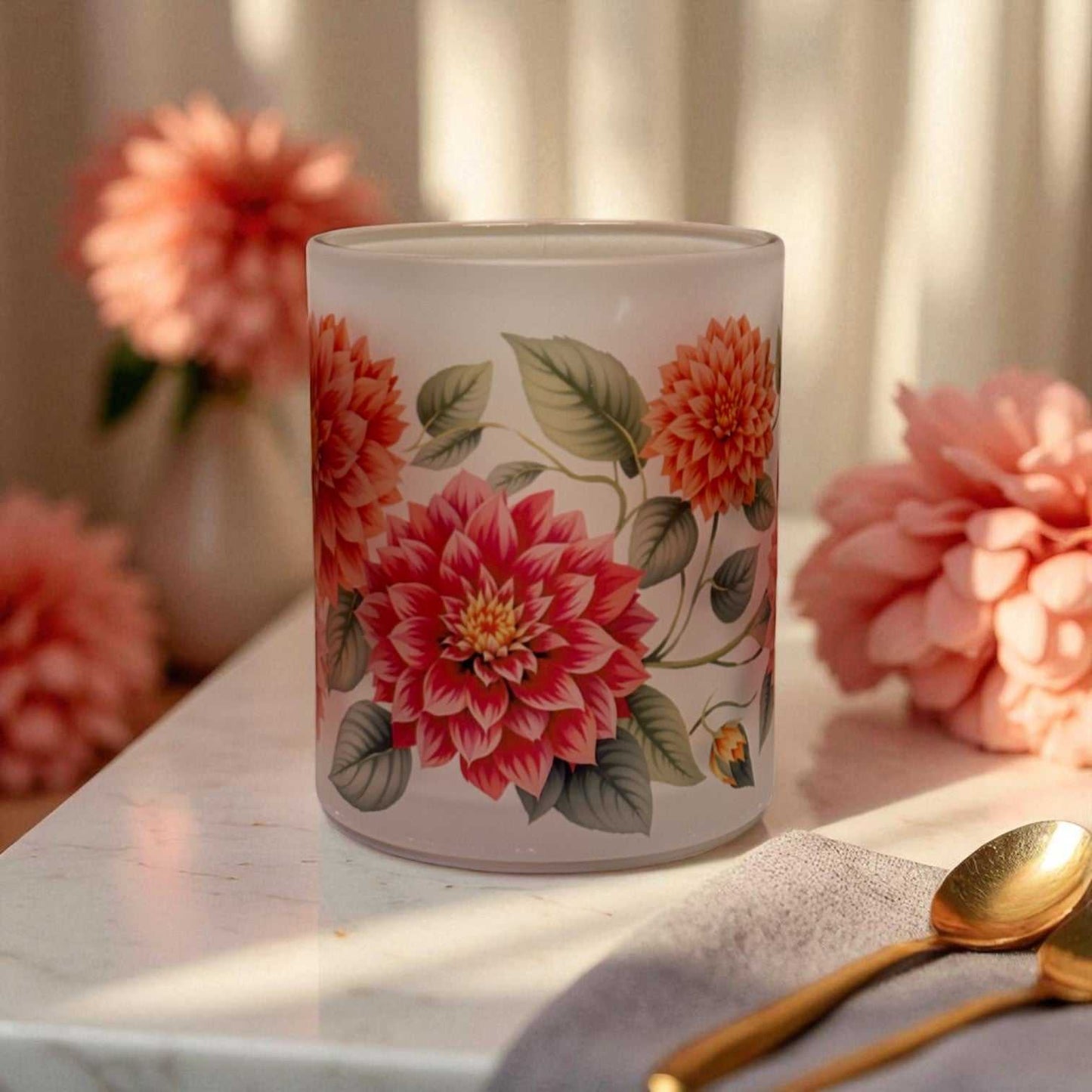 Dahlia Haze Frosted Glass Mug