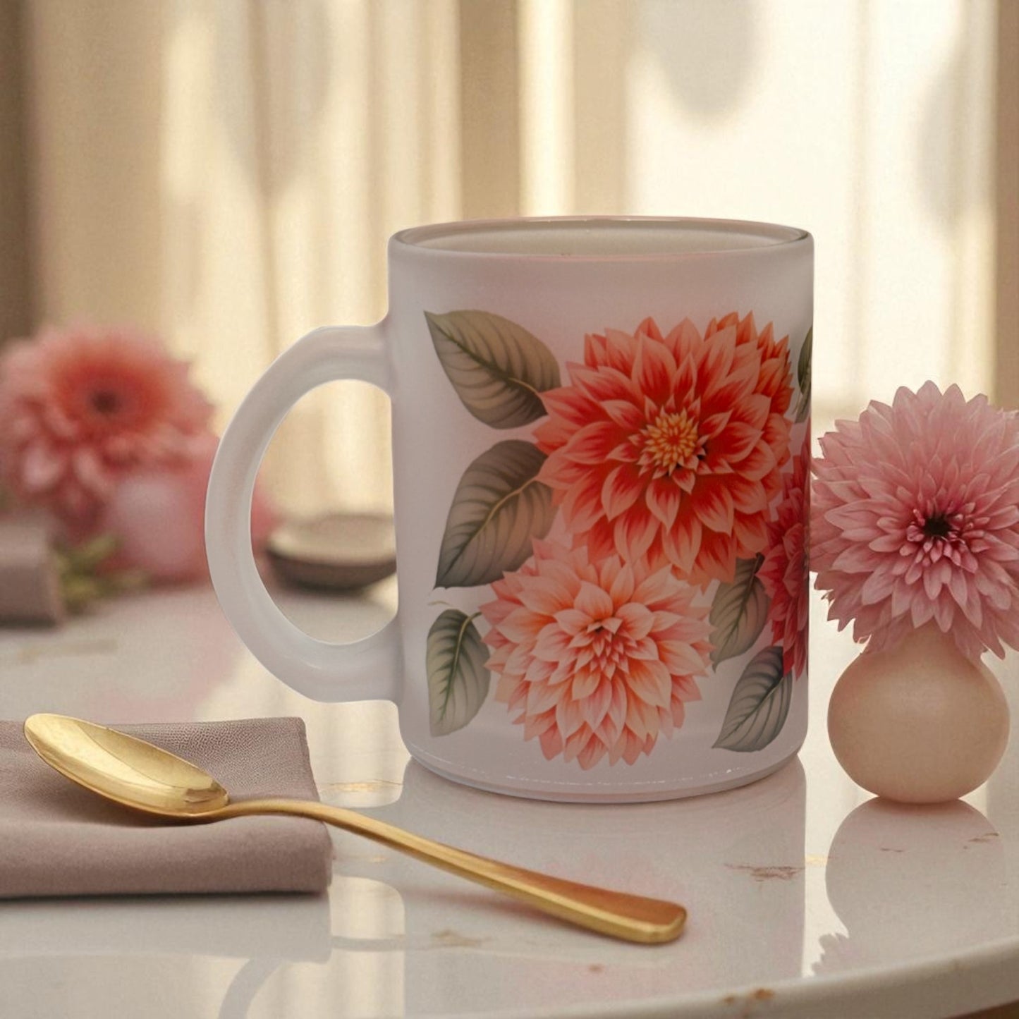 Dahlia Haze Frosted Glass Mug