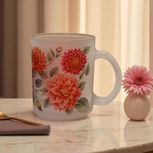 Dahlia Haze Frosted Glass Mug