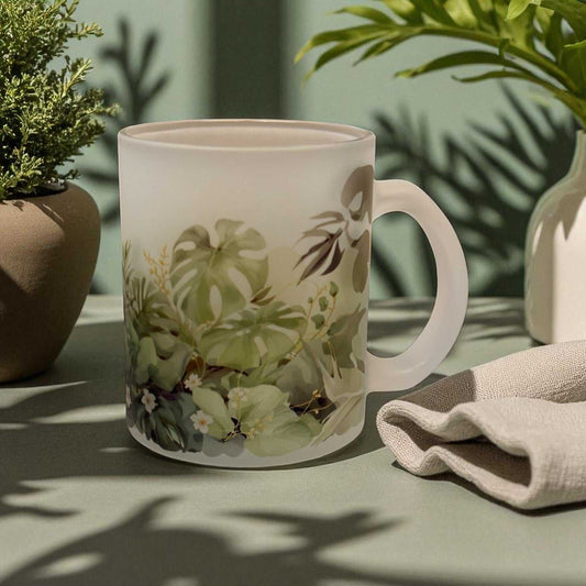 Monstera Calm Frosted Glass Mug