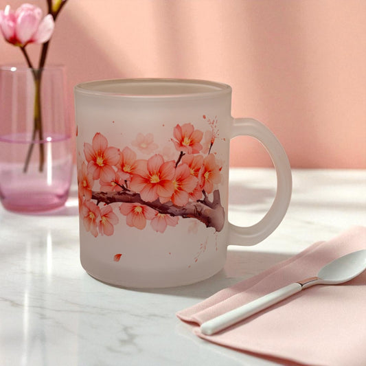 Sakura Drift Frosted Glass Mug