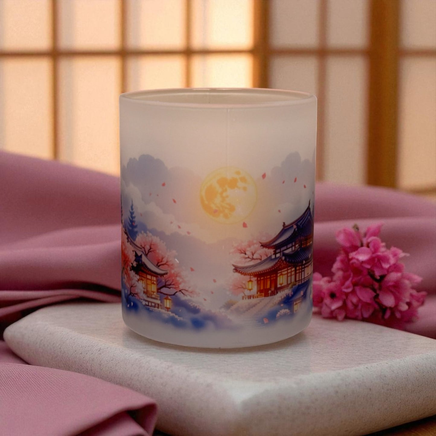 Sakura Stillness Frosted Glass Mug