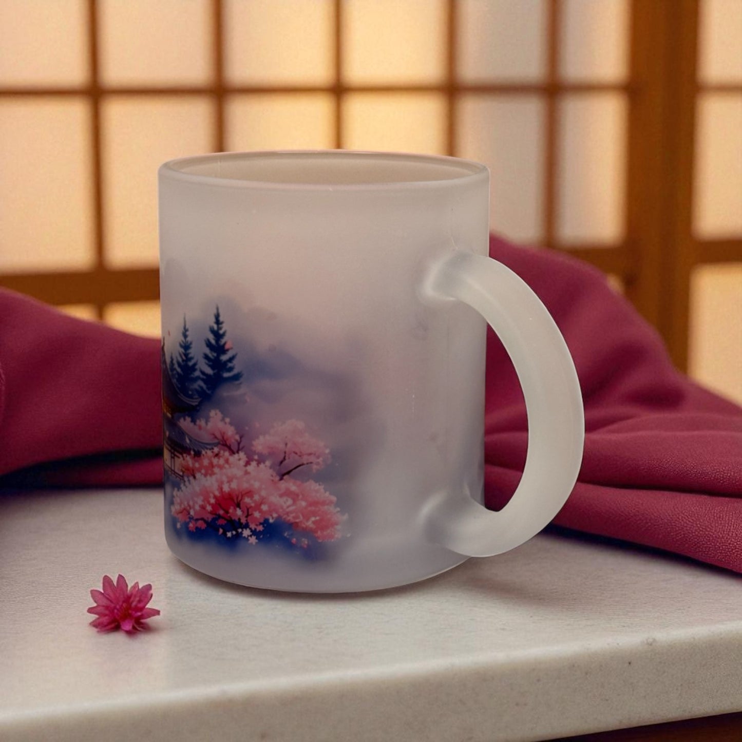 Sakura Stillness Frosted Glass Mug