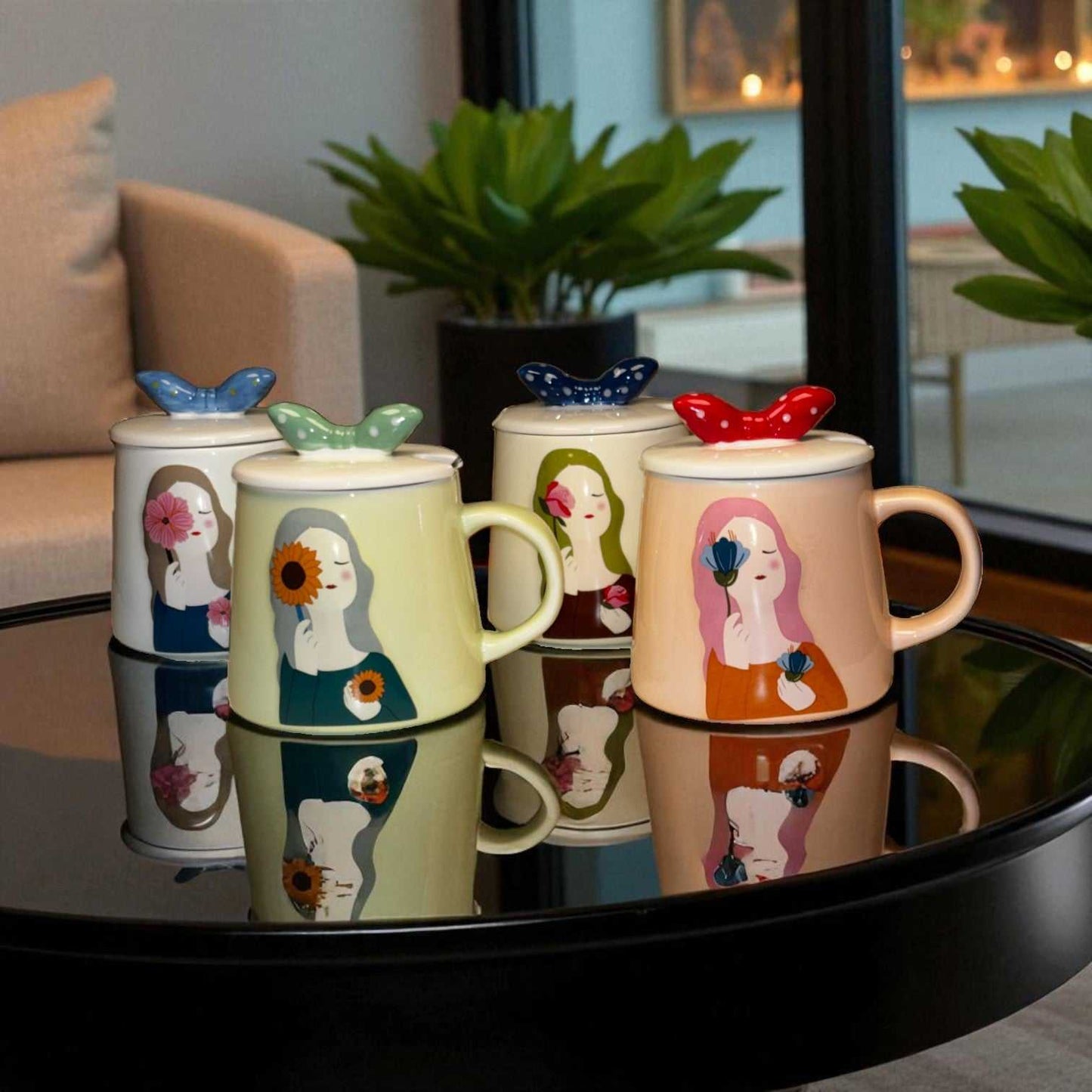 Serene Savage Ceramic Cup (With Spoon and Lid)