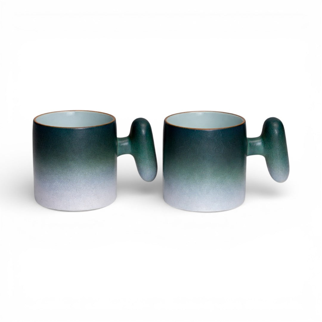 Wabi Fade Demitasse Cup (80 ml Espresso Cup) - Set - Green and White