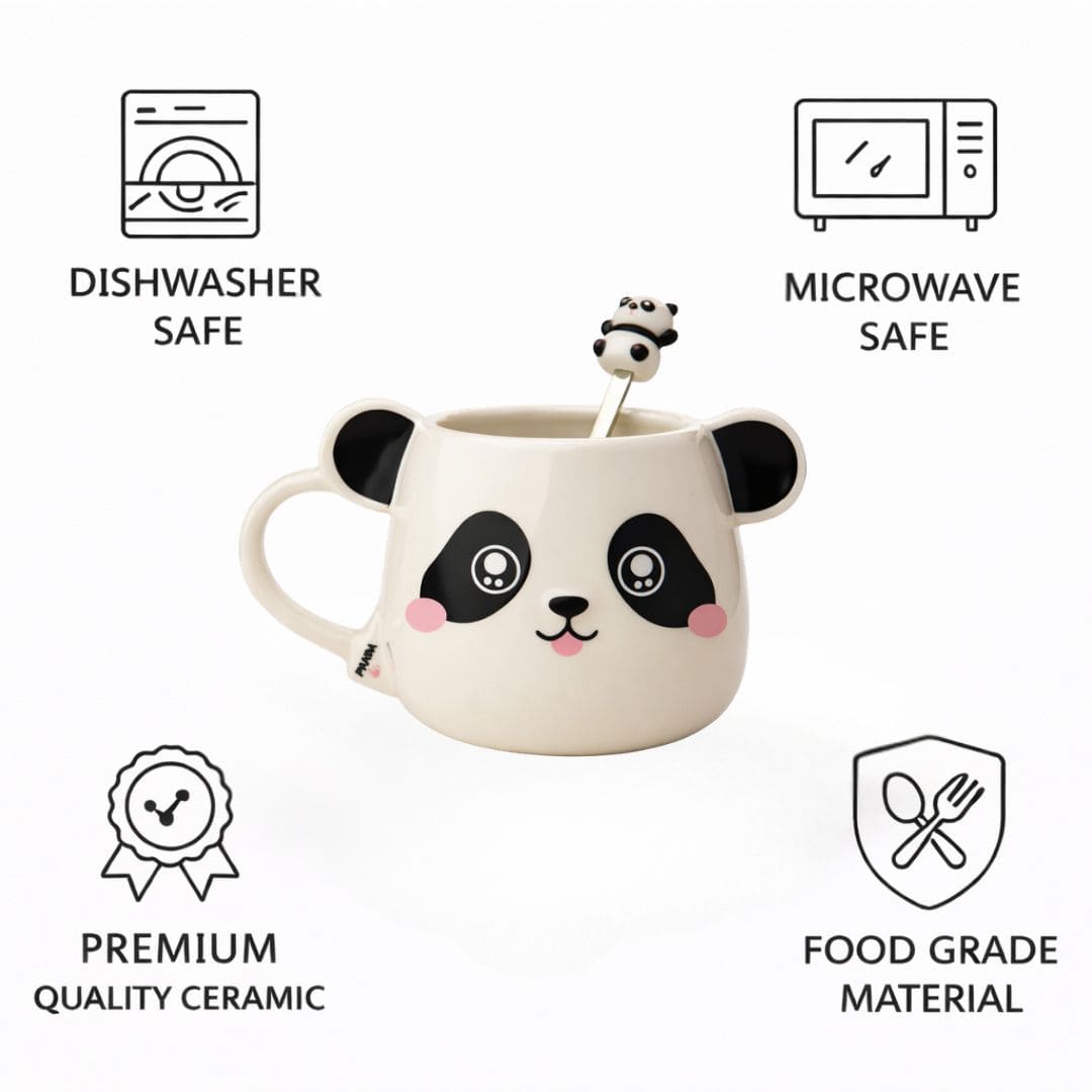 Moodie Panda Ceramic Mug (With Spoon) - The Bubbly