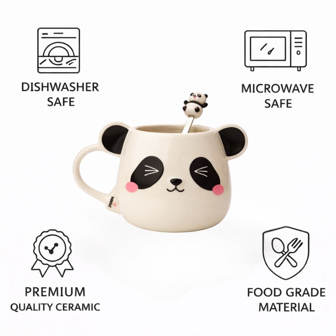 Moodie Panda Ceramic Mug (With Spoon) - The Wink