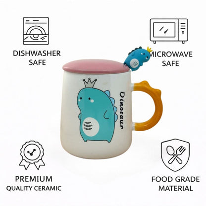 Dino Majesty Ceramic Mug (With Spoon and Lid)