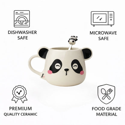 Moodie Panda Ceramic Mug (With Spoon) - The Blushy