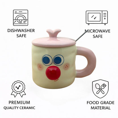 Whimsy Moods Ceramic Cup (With Spoon and Lid)