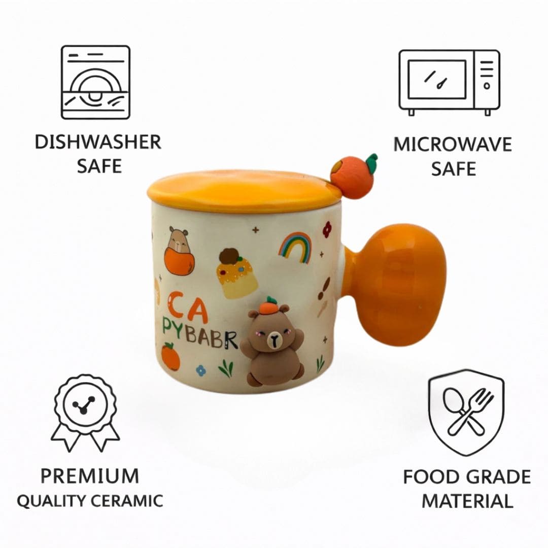 Tangy Teddy Ceramic Cup (With Spoon and Lid)