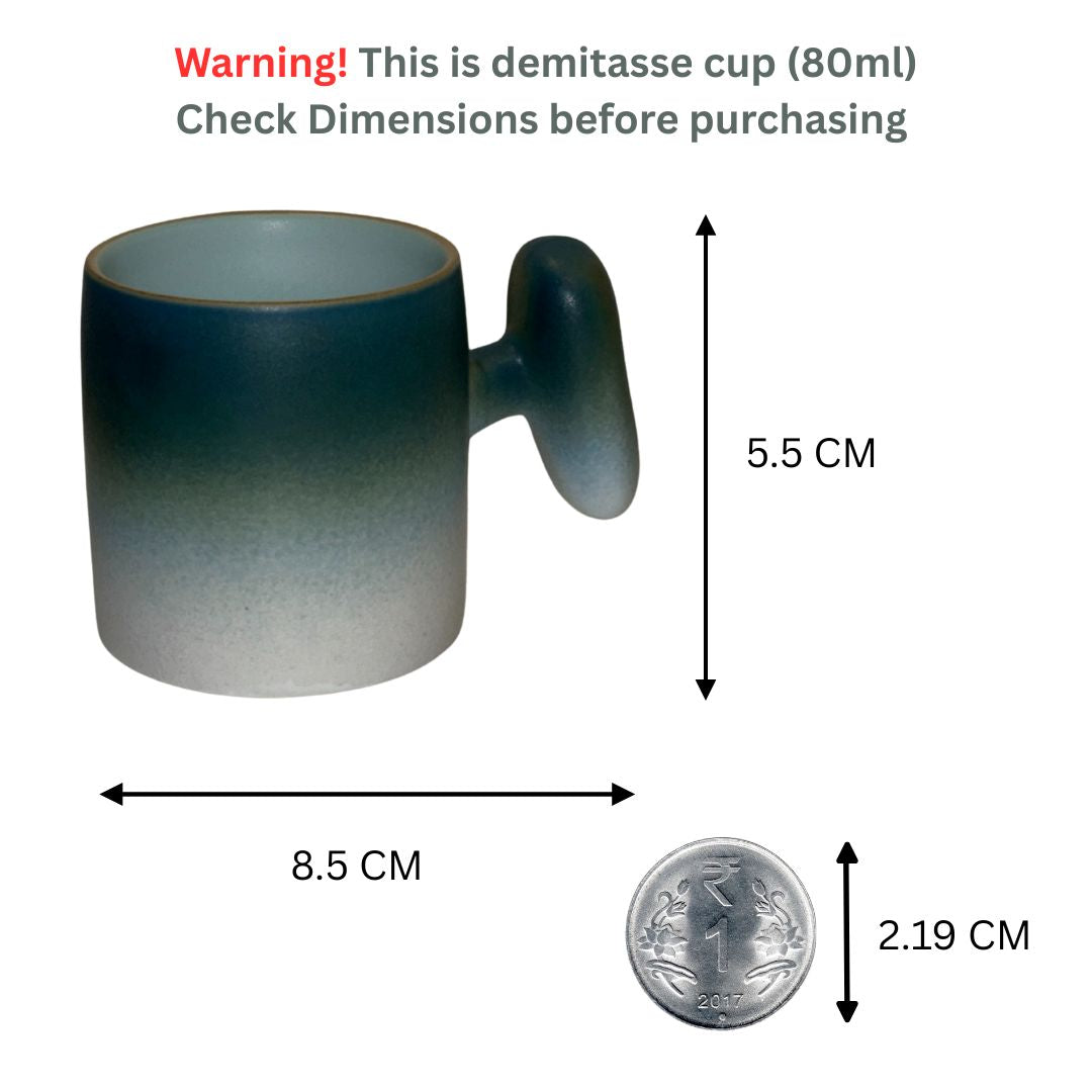 Wabi Fade Demitasse Cup (80 ml Espresso Cup) - Set - Green and White