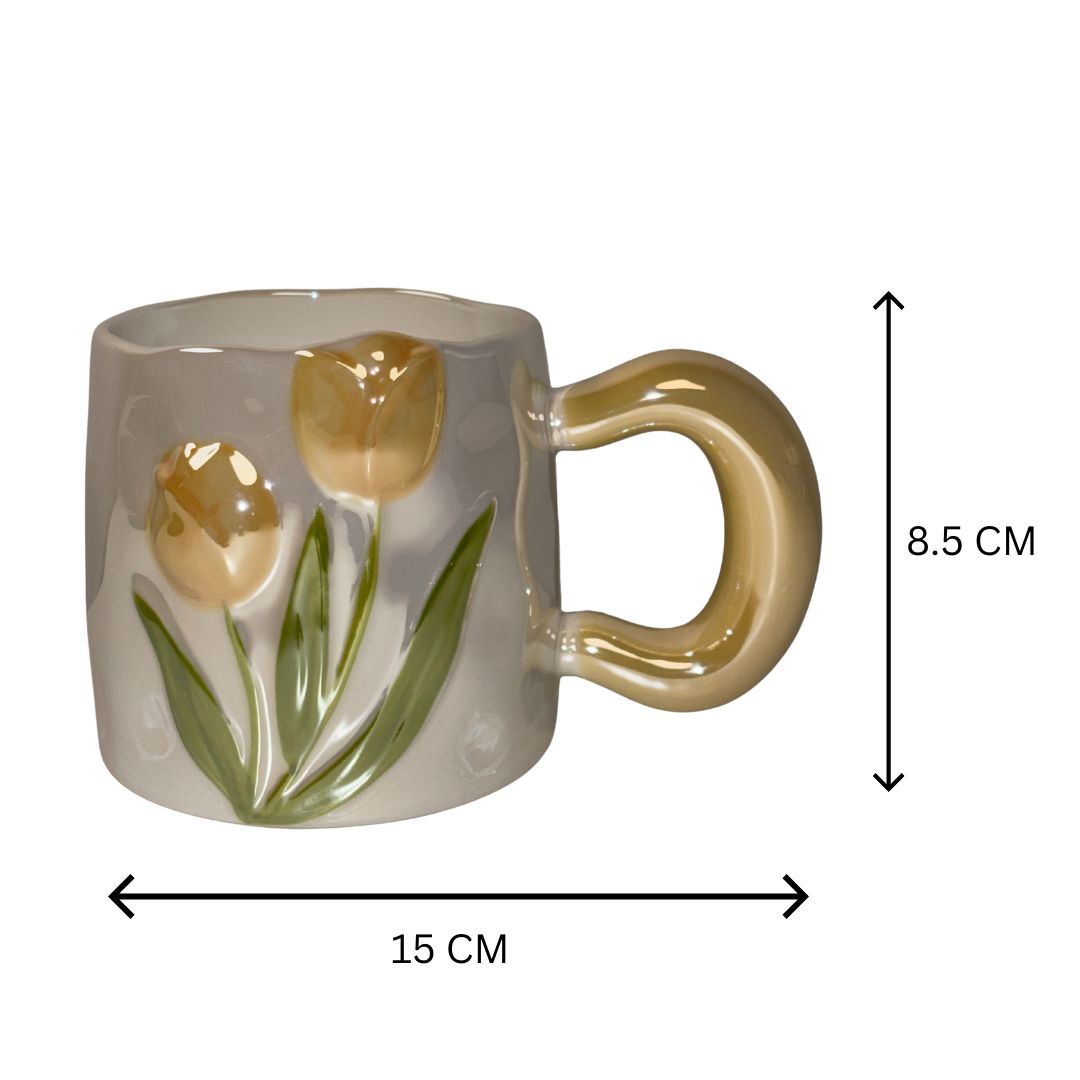 Tulip Meadow Ceramic Mug - Yellow