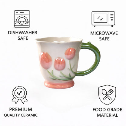 Tulip Buds Ceramic Mug - Red