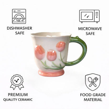 Tulip Buds Ceramic Mug - Red