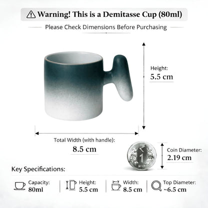 Wabi Fade Demitasse Cup (80 ml Espresso Cup) - Set - Green and White