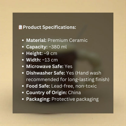 Pastel Pup Ceramic Mug (With Spoon and Lid) - Brown